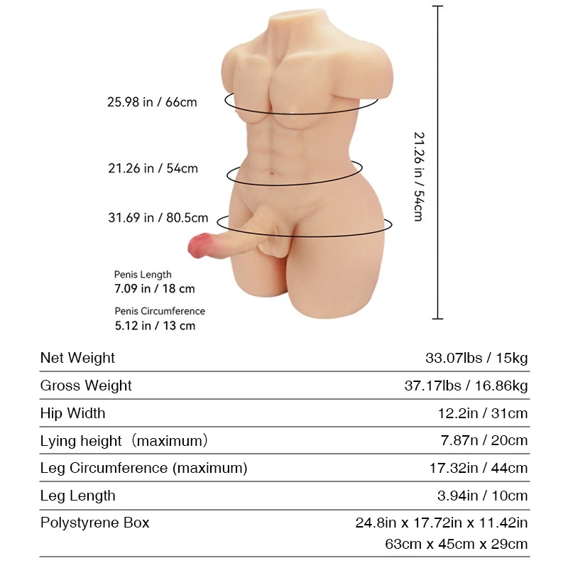 Channing: 33.07LB Big Dick Male Torso Sex Doll Threesome - Image 4